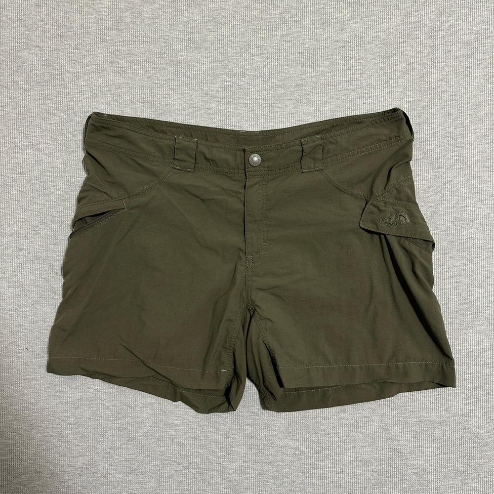 The North Face Athletic Hiking Cargo Shorts‎ Olive Green Nylon Womens Size 14
